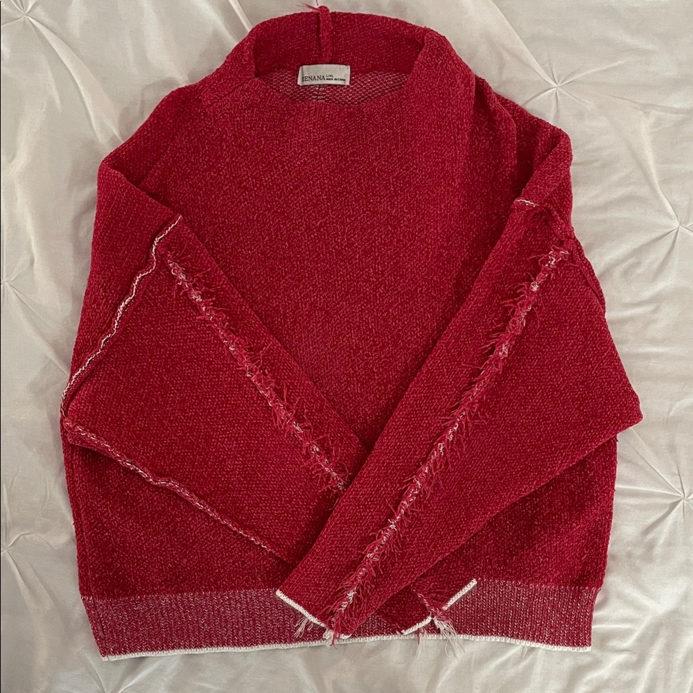 Zenana Outfitters Rich Red Cowl Neck Sweater
